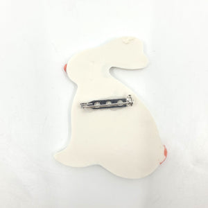 Rabbit with flowers brooch