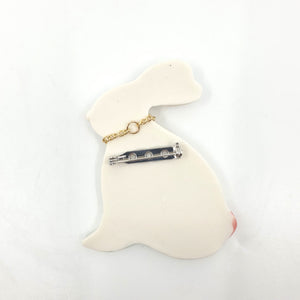 Rabbit with gold heart brooch