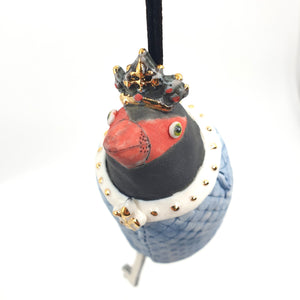 Ceramic finch king with blue robe (small)
