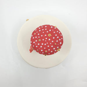 Porcelain sugar bowl with red finch and mushroom