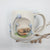 Porcelain fox mug with blue mushrooms (pastel)