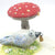 Blue bird and red mushroom butterdish