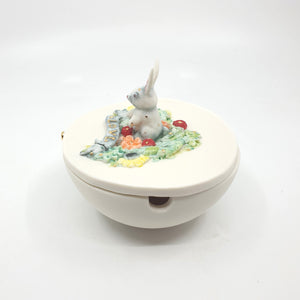 Porcelain sugar bowl with standing bunny