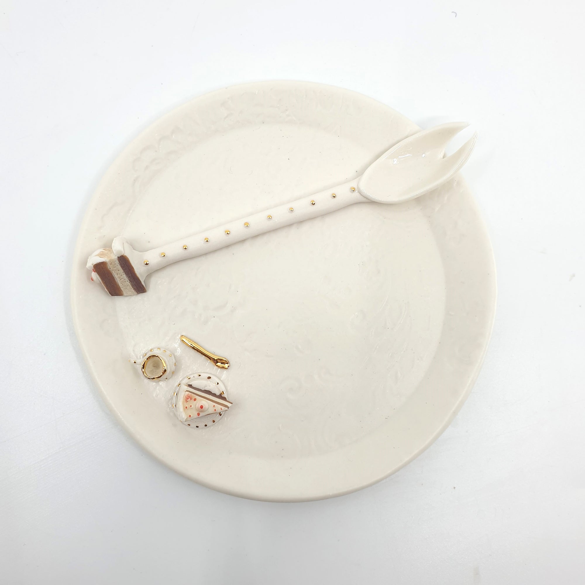 Cake plate and fork set