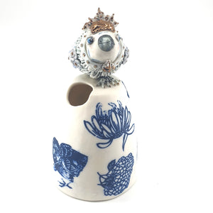 Baby Bird blue on floral vase