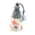 Bird bell with red and blue flowers, red butterflies and gold accents