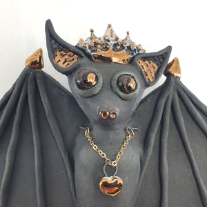 Flying bat (black with heart necklace)