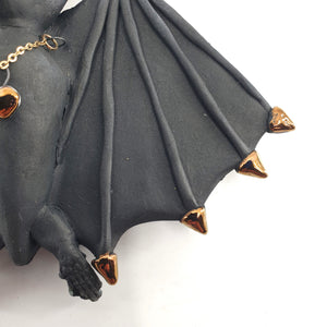 Flying bat (black with heart necklace)