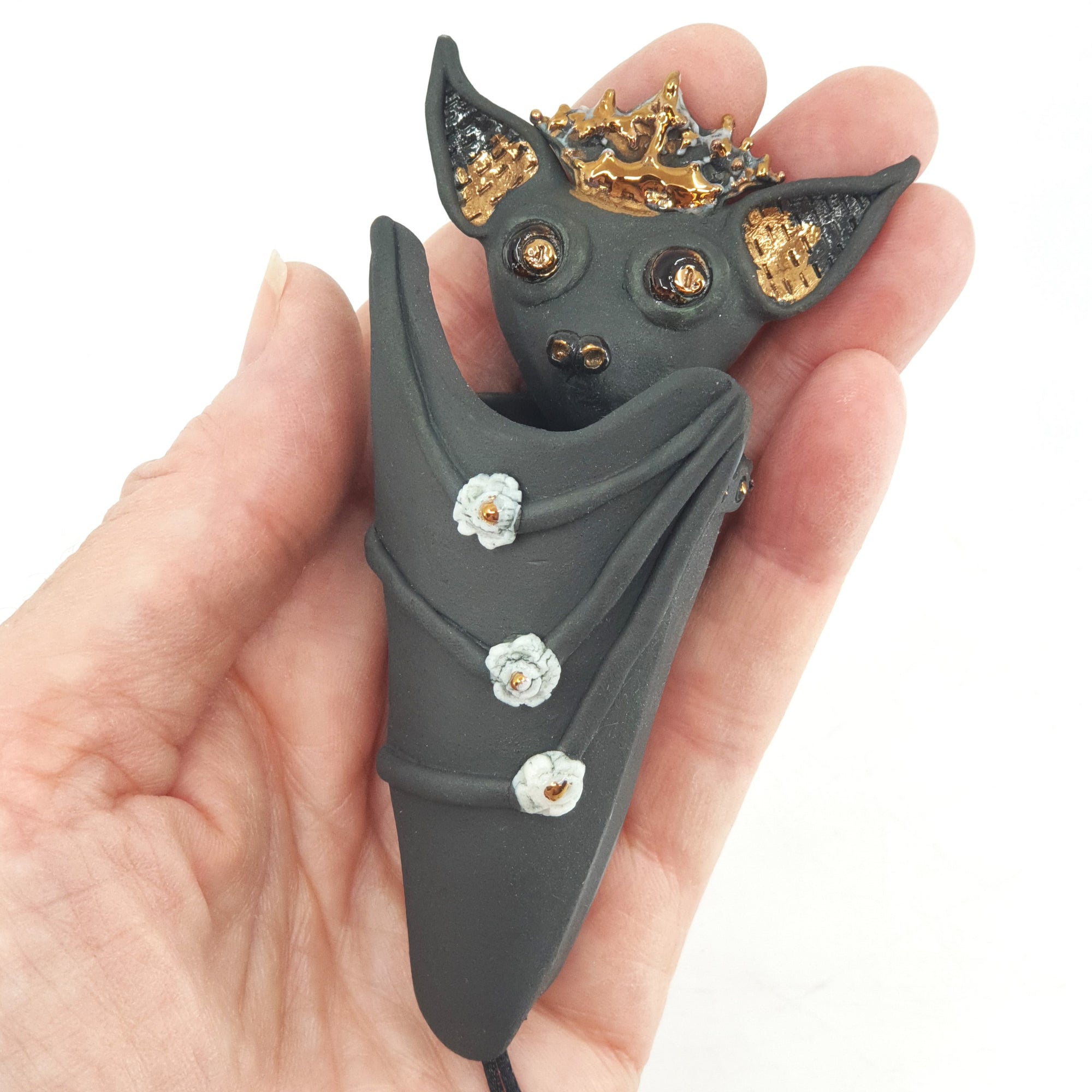 Mini bat (black and copper with flowers)