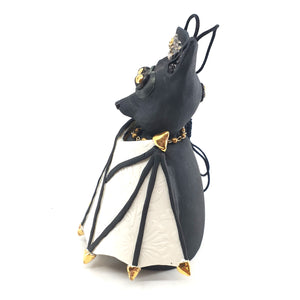 Bat sculpture (black and white embossed coat)