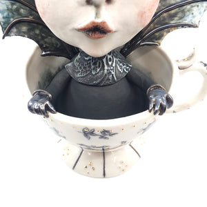 Goth Queen in a teacup (with flowers)