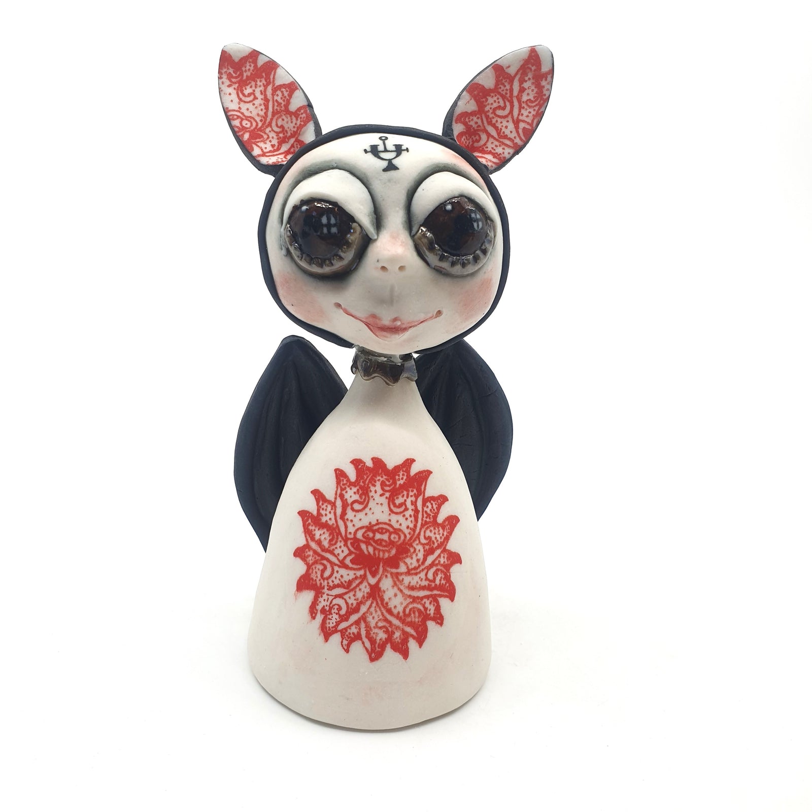 Bat Angel in red flower dress with red ears