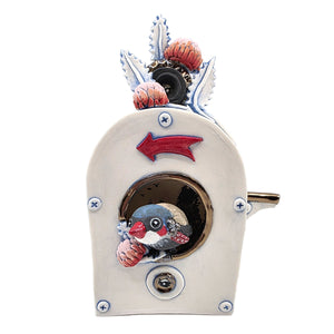 Nestwork (white with red and pink banksias) Exhibition preview only