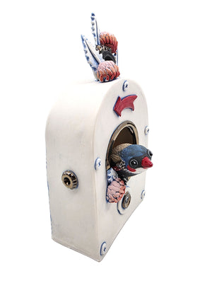 Nestwork (white with red and pink banksias) Exhibition preview only