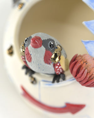 Bloom pod (with Banksias and firetail finch)