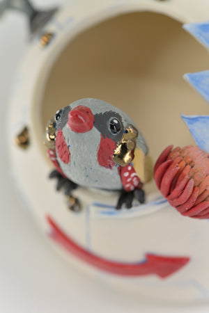 Bloom pod (with Banksias and firetail finch)