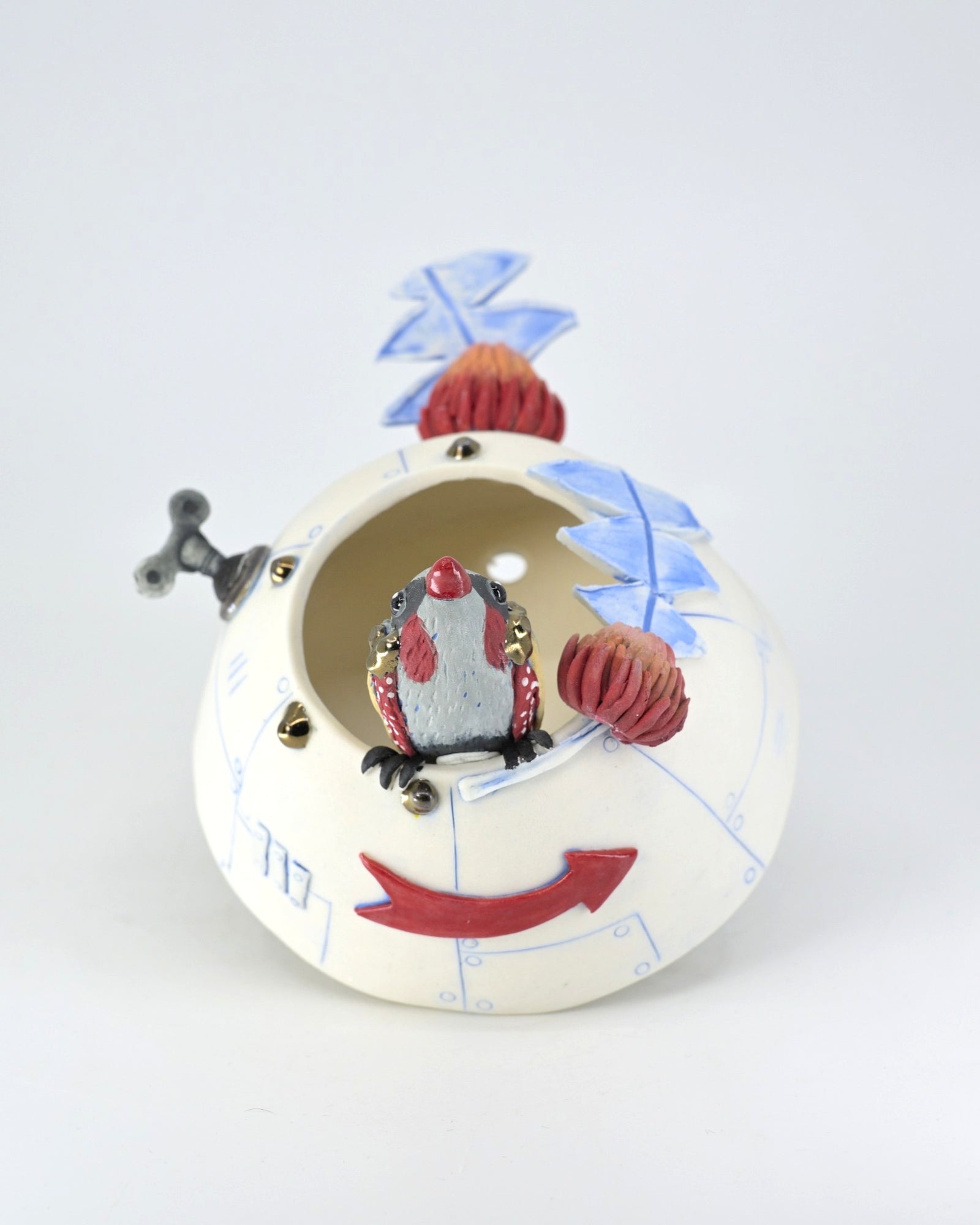 Bloom pod (with Banksias and firetail finch)