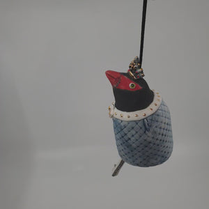 Ceramic finch king with blue robe (small)